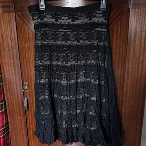 Lapis Black sheer floral A-Line Skirt